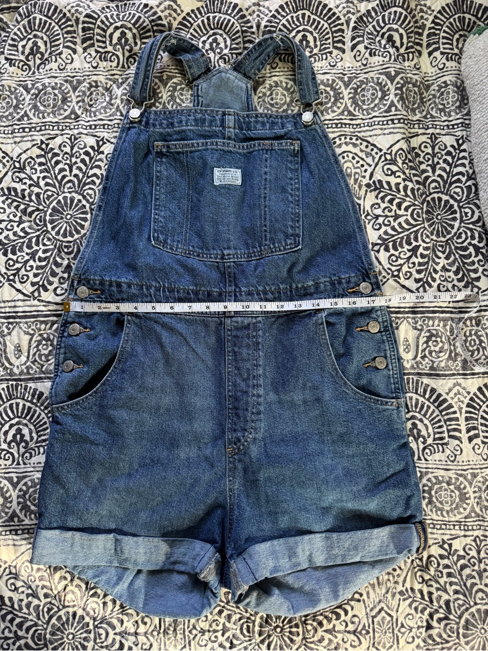 Levi's Blue Jean Shorts Overalls - Picture 8 of 14